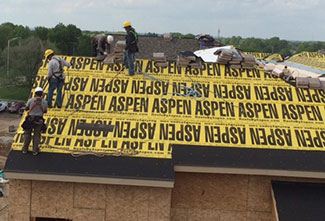 Aspens syntheic underlayment on a new construction building.