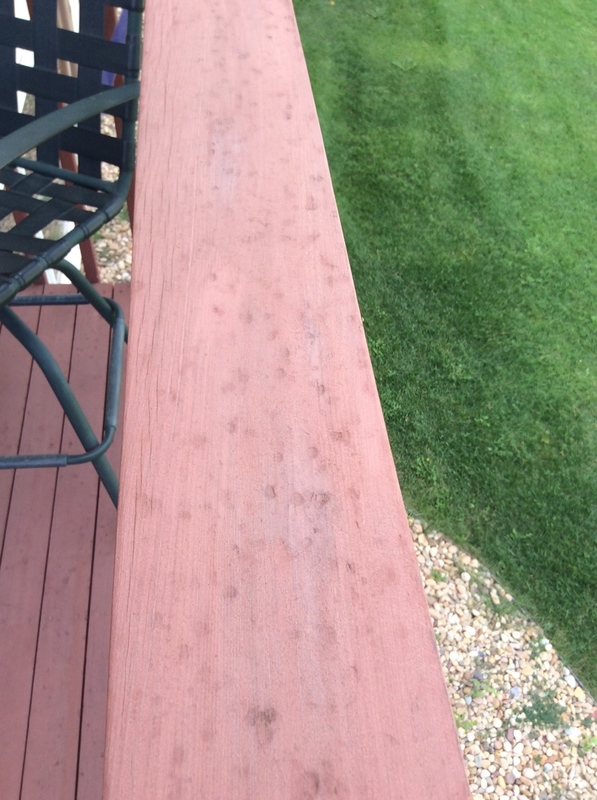 railing shows evidence of hail damage